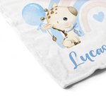 Coperta morbida personalizzata Giraffe Rainbow Bow-knot Milestone con nome Baby Shower Regalo per la nuova mamma del neonato