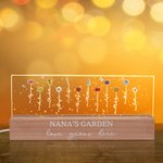 Personalised 1-12 Birth Flower Garden Acrylic LED Night Light with Wooden Base Home Decor Mother's Day Birthday Gift for Grandma Mom