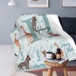 Personlig söt djungeldjur mjuk kasta filt med namn Baby Shower julklapp för pojkar flickor