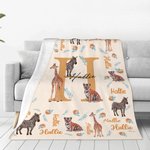 Personlig söt djungeldjur mjuk kasta filt med namn Baby Shower julklapp för pojkar flickor
