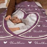 Couverture Douce Multicolore Personnalisée avec Photo et Nom en Forme de Cœur Cadeau d'Anniversaire et de Noël  pour Familles