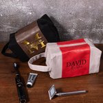 Personalized Portable Leather Monogrammed Toiletry Bag with Handle Christmas Birthday Travel Accessories Gift for Men