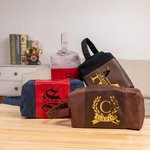 Personalized Portable Leather Monogrammed Toiletry Bag with Handle Christmas Birthday Travel Accessories Gift for Men