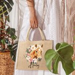 Personalizada Flor de Nacimiento Caballo Marca de Nacimiento Bolsa de Yute Reutilizable con Nombre Cumpleaños Regalo de Navidad para Mujer Amante de l