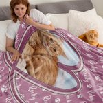 Personalized Cute Paw Dog Cat Photo Soft Throw Blanket with Name Birthday Christmas Gift for Pet Lover