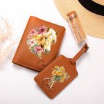 Personalized Birth Flower Horse Face Marking Leather Passport Holder Luggage Tag Set with Name Travel Accessories Birthday Gift for Horse Lovers