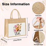 Personalizada Flor de Nacimiento Caballo Marca de Nacimiento Bolsa de Yute Reutilizable con Nombre Cumpleaños Regalo de Navidad para Mujer Amante de l