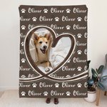 Personalized Cute Paw Dog Cat Photo Soft Throw Blanket with Name Birthday Christmas Gift for Pet Lover