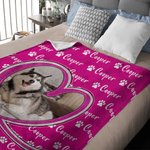 Personalized Cute Paw Dog Cat Photo Soft Throw Blanket with Name Birthday Christmas Gift for Pet Lover