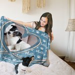 Personalized Cute Paw Dog Cat Photo Soft Throw Blanket with Name Birthday Christmas Gift for Pet Lover