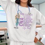 Personlig tecknad karaktär sjuksköterska läkare är självsäker stark t-shirt hoodie sweatshirt med namn uppskattning julklapp för medicinsk personal