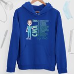 Personlig tecknad karaktär sjuksköterska läkare är självsäker stark t-shirt hoodie sweatshirt med namn uppskattning julklapp för medicinsk personal