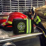 Personalizzato vigili del fuoco nome riflettente impermeabile borsa da toilette con manico rasatura viaggio essenziale festa del papà regalo di compleanno per gli uomini