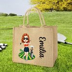 Bolsa de yute grande con nombre para regalo de cumpleaños deportivo para golfistas Jugadores de golf