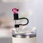 Personalized Multicolor Diamond Straw Cover Topper with Initial Charm Accessories for Stanley Tumbler Birthday Party Favors Gift for Women