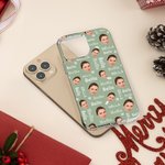 Personalisierte Schnee Lebkuchen Jingle Bells Gesicht Foto Multicolor Handyhülle für iPhone mit Namen Weihnachten Geburtstag Geschenk für Familie Freu