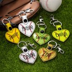 Porte-clés Softball Baseball brodé à la main avec mousqueton et crochet Accessoires de sac Cadeau d'anniversaire pour les amoureux du sport