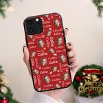 Personalisierte Schnee Lebkuchen Jingle Bells Gesicht Foto Multicolor Handyhülle für iPhone mit Namen Weihnachten Geburtstag Geschenk für Familie Freu