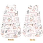 Gepersonaliseerde bloemige schattige olifant mouwloze slaapzak met rits met initiaal en naam verjaardagscadeau voor pasgeboren baby's