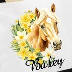Personlig Födelseblomma Häst Födelsemärke Stor Canvas Tote Bag med namn och vattentätt fodral Födelsedagspresent för kvinnor Hästälskare
