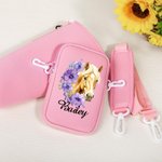 Personalized Birth Flower Horse Birthmark Name Water Bottle Carrier Bag with Pouch and Adjustable Strap for 40oz Stanley Birthday Gift for Women