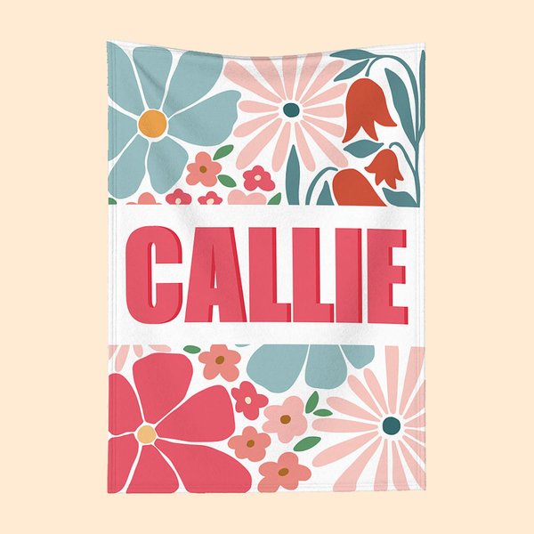 Personifierad Boho Retro Floral Soft Throw Blanket med Shadow Name Home Decor Födelsedag Julklapp för flickor Kvinnor