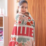 Personalized Boho Retro Floral Soft Throw Blanket with Shadow Name Home Decor Birthday Christmas Gift for Girls Women