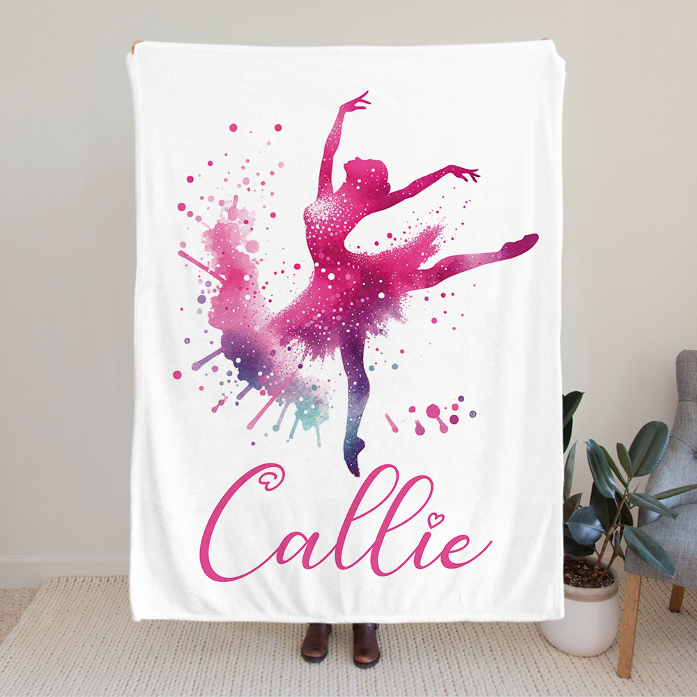 Couverture Personnalisée avec Nom Style Ballerine Danseuse de Rue Décoration de la Maison Cadeau Noël Anniversaire pour Danseuse