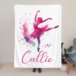 Personalized Ink Ballerina Street Dancer Soft Throw Blanket with Name Home Decor Birthday Christmas Gift for Dancer