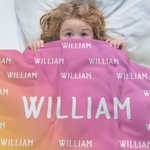 Personalized Gradient Rainbow Multicolour Soft Throw Blanket with Repeating Names Home Decor Birthday Family Gift for Boys Girls
