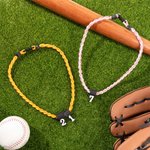 Personalisierte genäht Twist Halskette mit Nummer Geburtstag Geschenk für Baseball Softball-Liebhaber