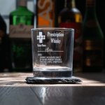 Personalized Funny Prescription Whisky Bourbon Whiskey Glasses and Slate Coaster with Laser Engraved Name Father's Day Gift for Grandpa Dad