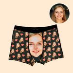 Caleçon Motif Coeur d'Amour Homme Sous-Vêtement Personnalisé avec Photo de Visage Cadeau d'Anniversaire Saint-Valetin pour Lui