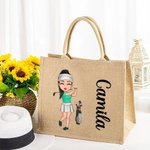 Bolsa de yute grande con nombre para regalo de cumpleaños deportivo para golfistas Jugadores de golf