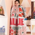 Personalized Boho Retro Floral Soft Throw Blanket with Shadow Name Home Decor Birthday Christmas Gift for Girls Women