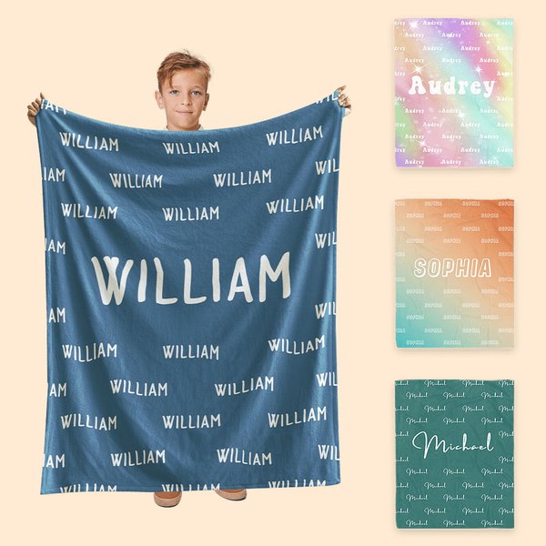 Suave manta personalizada arco iris multicolor con nombres repetidos Decoración del hogar Cumpleaños Regalo familiar para niños Niñas
