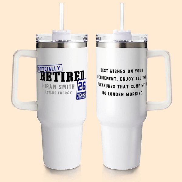Personalisierte offiziell im Ruhestand 40oz isolierte Becher mit Namen Jahr und Strohhalm täglichen Gebrauch Spaß Ruhestand Abschiedsgeschenk für Cowo
