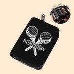 Porte-carte de Golf Compact en Alcantara Personnalisé avec Nom 17 Fentes pour Cartes Cadeau d'Anniversaire Fête des Pères pour Homme