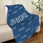 Personalized Gradient Rainbow Multicolour Soft Throw Blanket with Repeating Names Home Decor Birthday Family Gift for Boys Girls