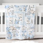 Personalised Cute Floral Giraffe Soft Throw Blanket with Initial and Name Nursery Decor Baby Shower Birthday Gift for Kids Newborns