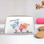 Personalisierte bunte Weltkarte Leder Reisen große Kapazität Dokumentenhalter Zip Pouch mit Namen Jahrestag Geburtstag Reisegeschenk für Frauen