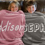 Personalized Gradient Rainbow Multicolour Soft Throw Blanket with Repeating Names Home Decor Birthday Family Gift for Boys Girls