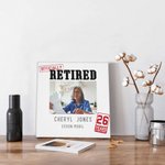 Pittura su tela con nome e anno, personalizzata, ufficialmente in pensione, regalo di addio per il collega in pensione.