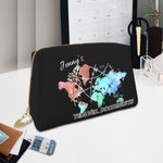 Personalisierte bunte Weltkarte Leder Reisen große Kapazität Dokumentenhalter Zip Pouch mit Namen Jahrestag Geburtstag Reisegeschenk für Frauen
