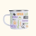 Tasse en émail 11oz avec 1-19 noms Cadeau d'Halloween pour les amoureux du camping Famille