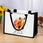 Personlig Födelseblomma Häst Födelsemärke Stor Canvas Tote Bag med namn och vattentätt fodral Födelsedagspresent för kvinnor Hästälskare