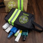 Personalizzato vigili del fuoco nome riflettente impermeabile borsa da toilette con manico rasatura viaggio essenziale festa del papà regalo di compleanno per gli uomini