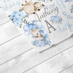 Personalised Cute Floral Giraffe Soft Throw Blanket with Initial and Name Nursery Decor Baby Shower Birthday Gift for Kids Newborns