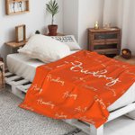 Personalized Gradient Rainbow Multicolour Soft Throw Blanket with Repeating Names Home Decor Birthday Family Gift for Boys Girls