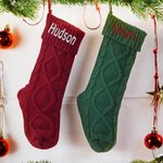Personalized Christmas Stocking Family Knitting Stocking Embroidered with Name Monogram Christmas Gift for Family Friend Home Decoration